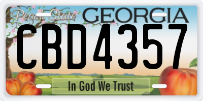 GA license plate CBD4357