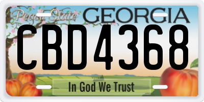 GA license plate CBD4368