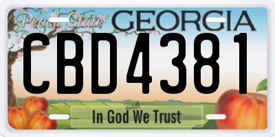 GA license plate CBD4381