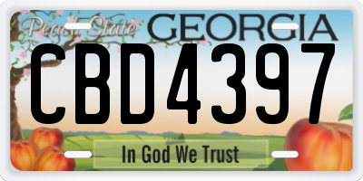 GA license plate CBD4397