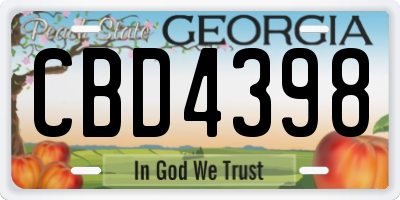 GA license plate CBD4398