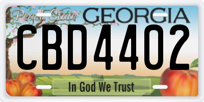 GA license plate CBD4402