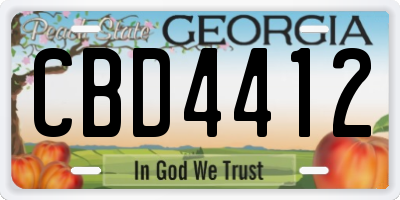 GA license plate CBD4412
