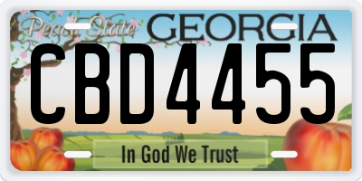 GA license plate CBD4455