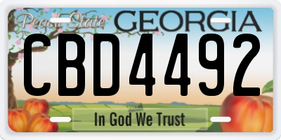 GA license plate CBD4492