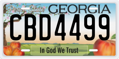 GA license plate CBD4499