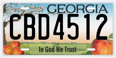 GA license plate CBD4512