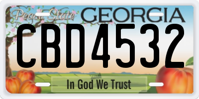 GA license plate CBD4532