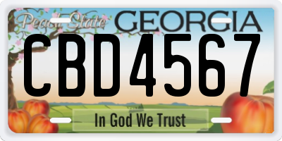 GA license plate CBD4567