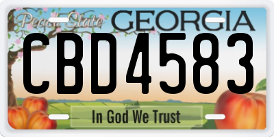 GA license plate CBD4583