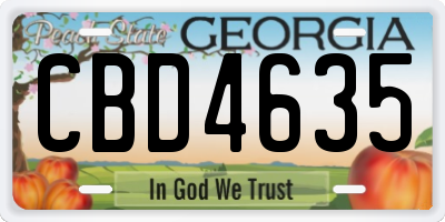 GA license plate CBD4635