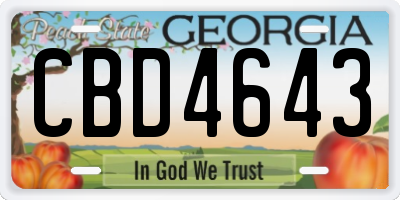 GA license plate CBD4643