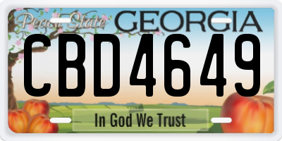 GA license plate CBD4649