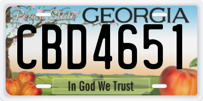 GA license plate CBD4651