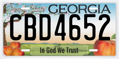 GA license plate CBD4652