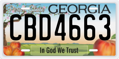 GA license plate CBD4663