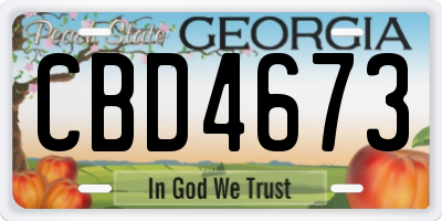 GA license plate CBD4673