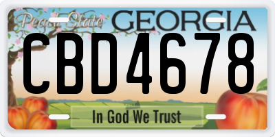 GA license plate CBD4678