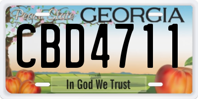GA license plate CBD4711