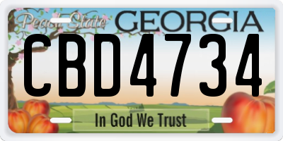 GA license plate CBD4734