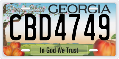 GA license plate CBD4749