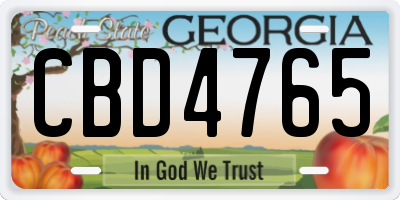 GA license plate CBD4765
