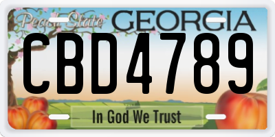 GA license plate CBD4789