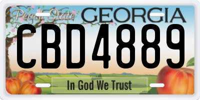 GA license plate CBD4889