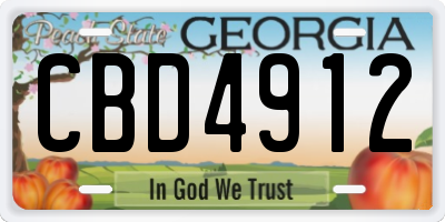 GA license plate CBD4912