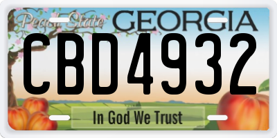 GA license plate CBD4932