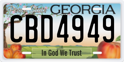 GA license plate CBD4949