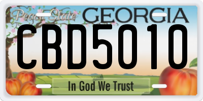 GA license plate CBD5010