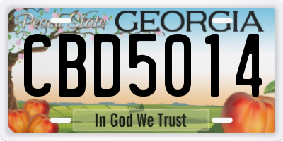 GA license plate CBD5014