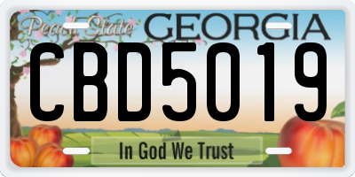 GA license plate CBD5019