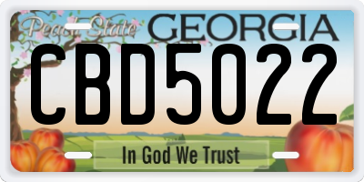 GA license plate CBD5022
