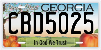 GA license plate CBD5025