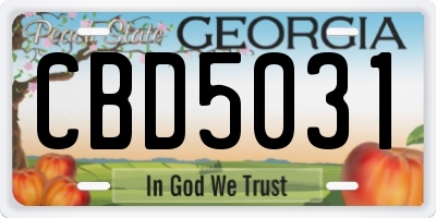 GA license plate CBD5031