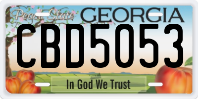 GA license plate CBD5053