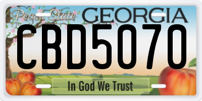 GA license plate CBD5070