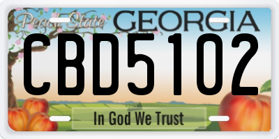 GA license plate CBD5102