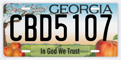GA license plate CBD5107