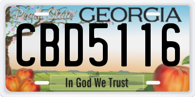 GA license plate CBD5116