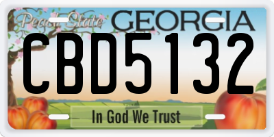 GA license plate CBD5132