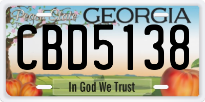 GA license plate CBD5138