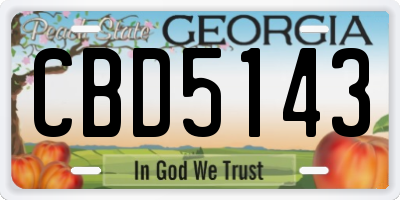 GA license plate CBD5143