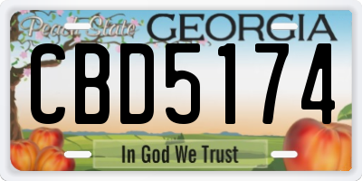 GA license plate CBD5174