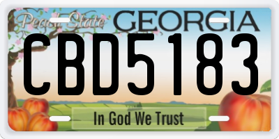 GA license plate CBD5183