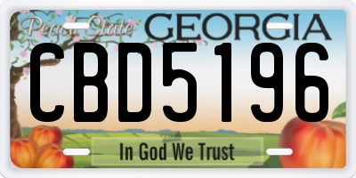 GA license plate CBD5196