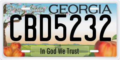 GA license plate CBD5232