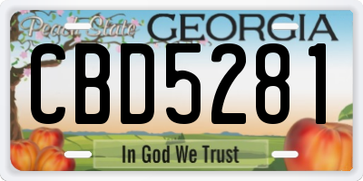 GA license plate CBD5281